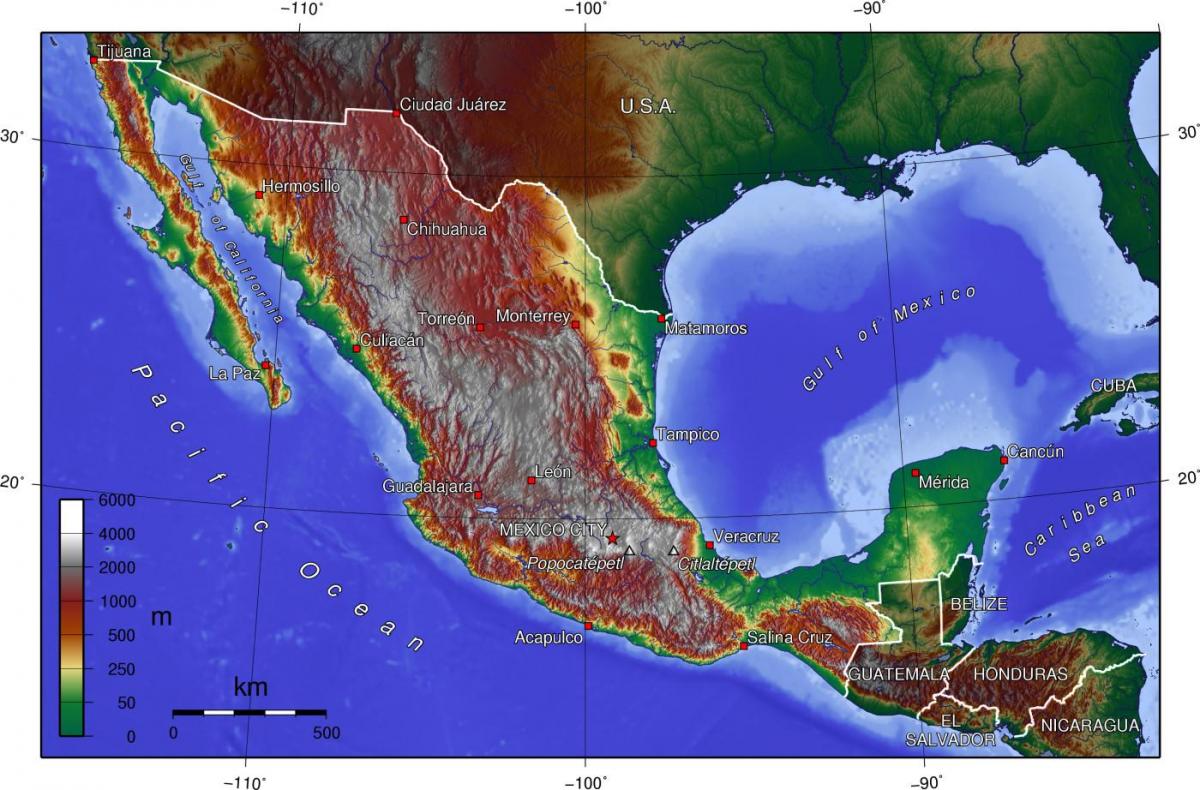 Mapa topográfico de la Ciudad de méxico