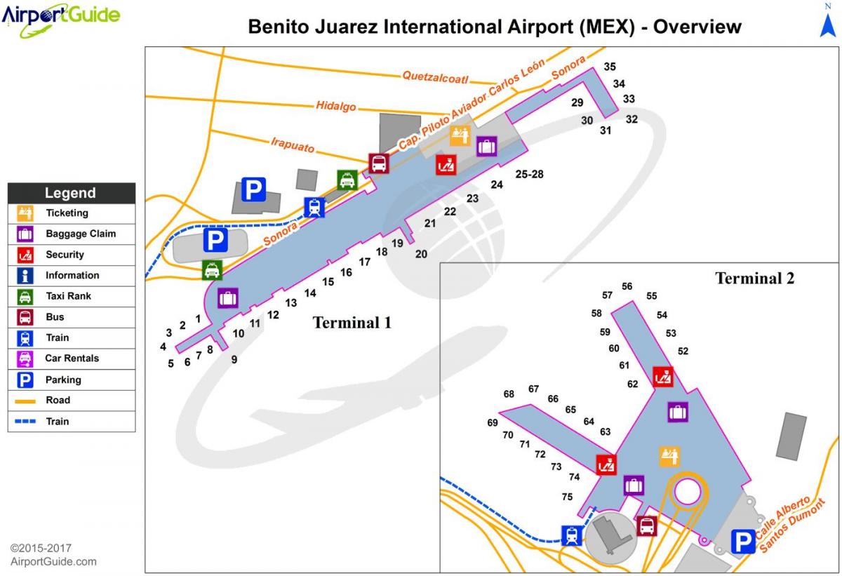 el aeropuerto internacional benito juárez mapa