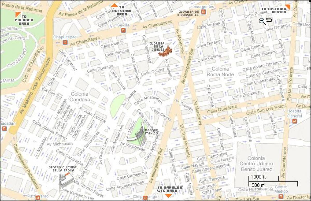 mapa de la condesa de la Ciudad de México