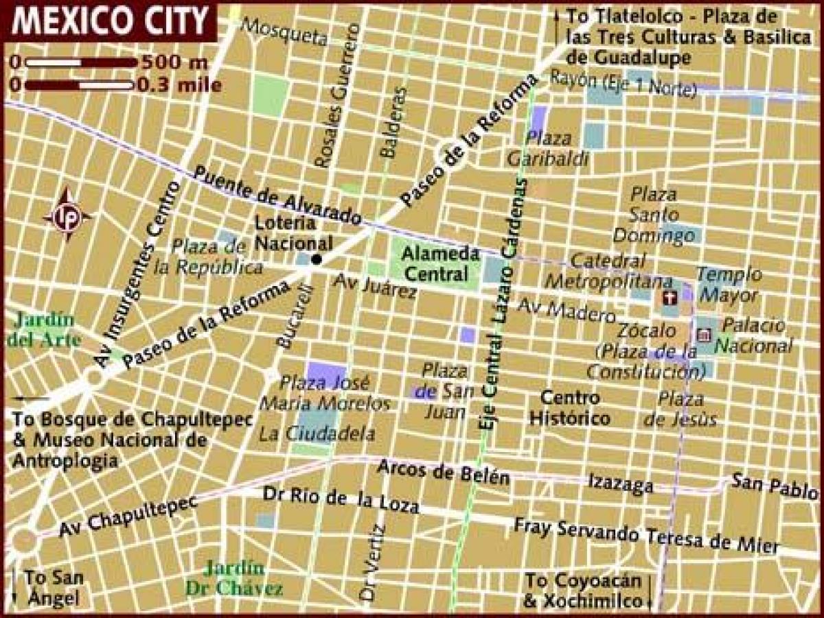 centro historico de la Ciudad de México mapa