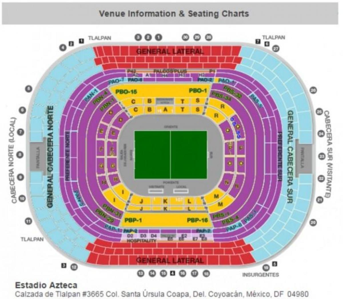 el estadio azteca asientos mapa