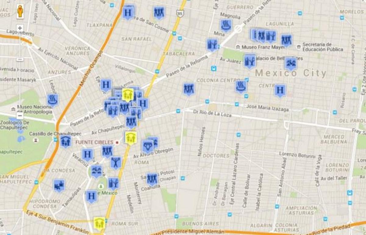 gay mapa de la Ciudad de México