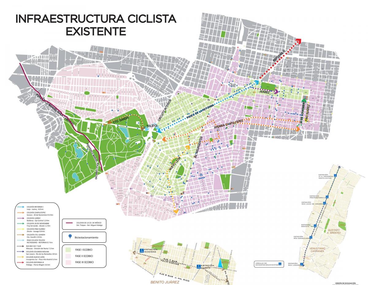 mapa de la Ciudad de México en bicicleta