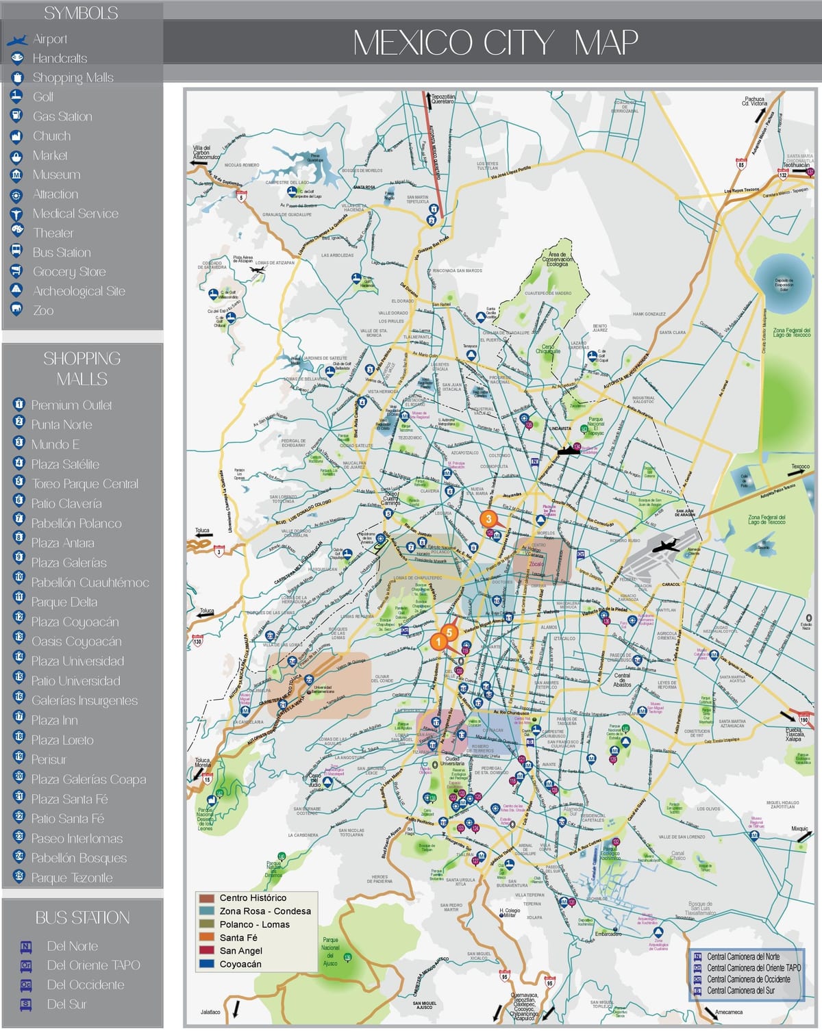 mapa de la Ciudad de México atracciones turísticas