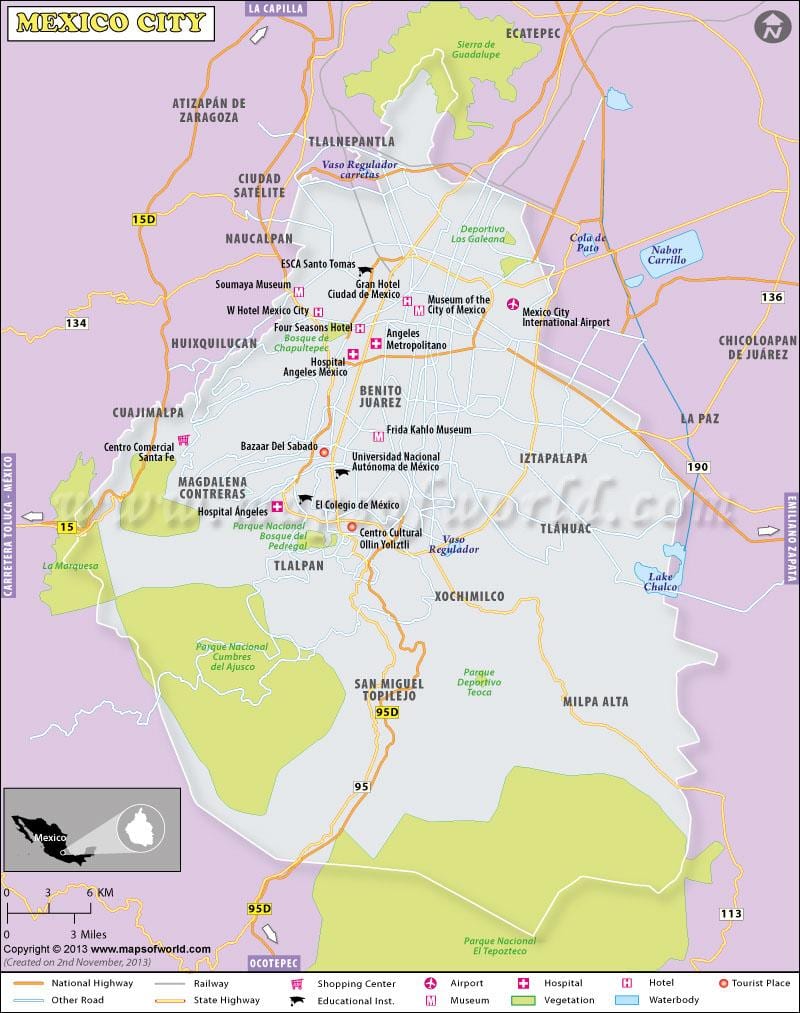 La Ciudad de méxico mapa de ubicación