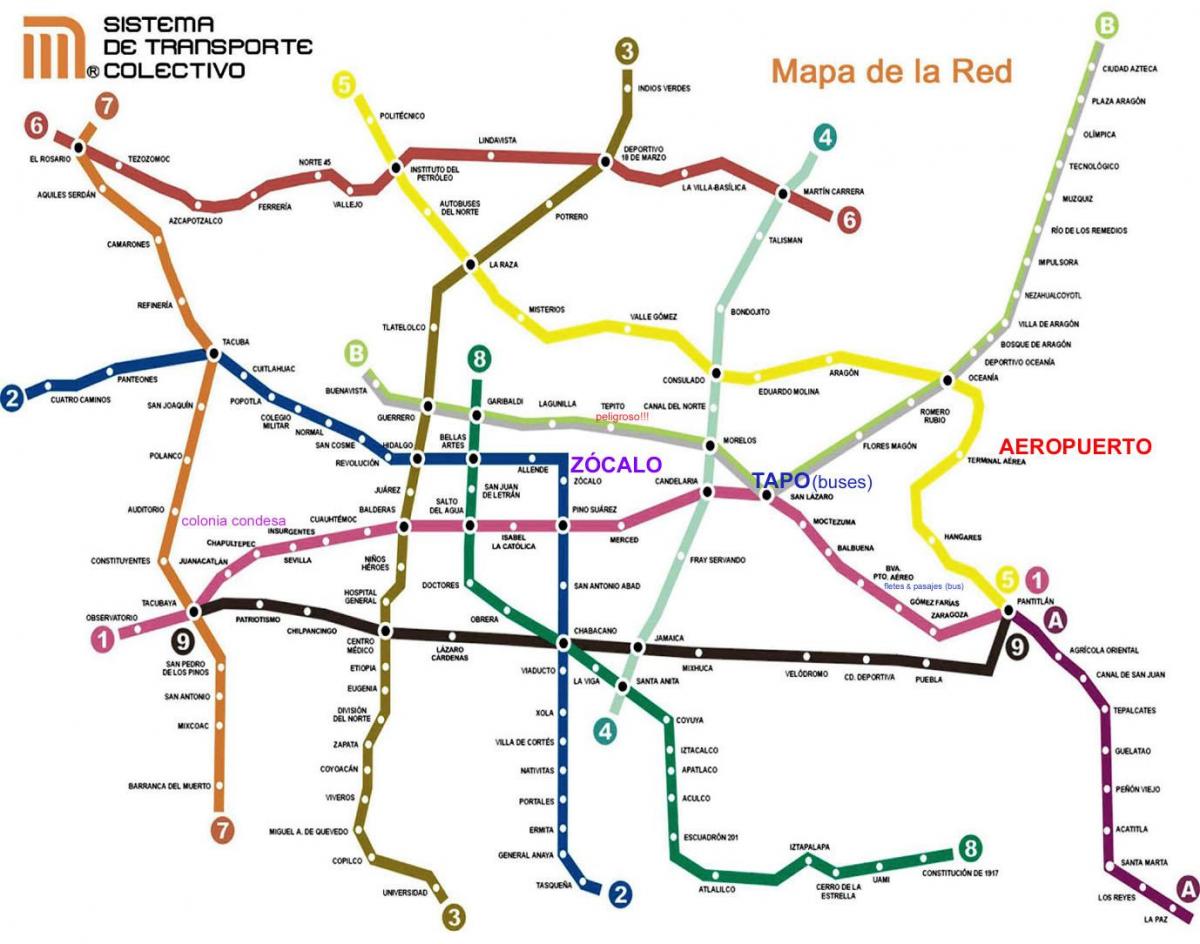 La Ciudad de méxico mapa de trenes