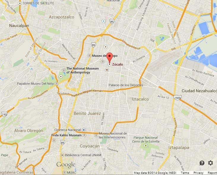 zócalo de la Ciudad de México mapa